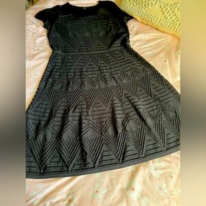 Talbots Woman Black Textured Knit A-Line Dress Short Sleeve Sz 1X